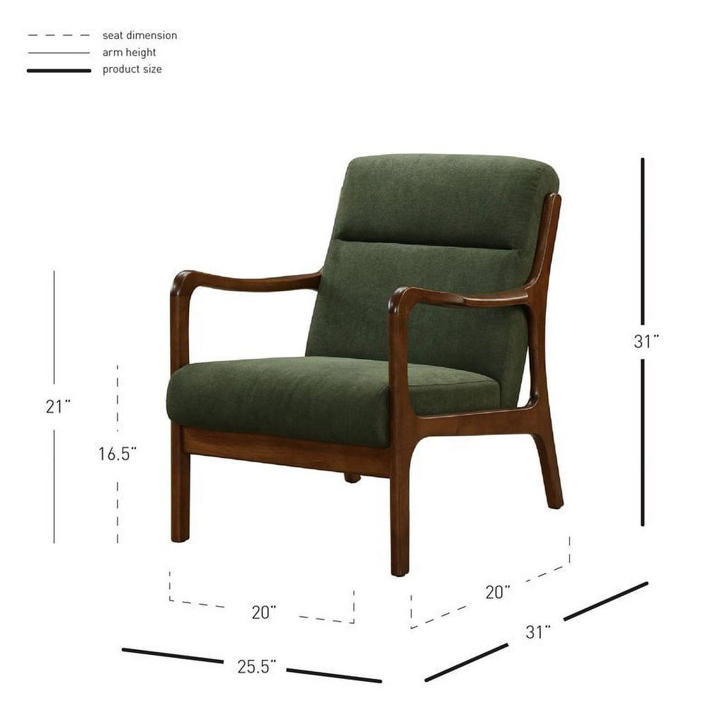 Mid-Century Fabric Arm Chair in Studio Dark Green/Dark Walnut W556325