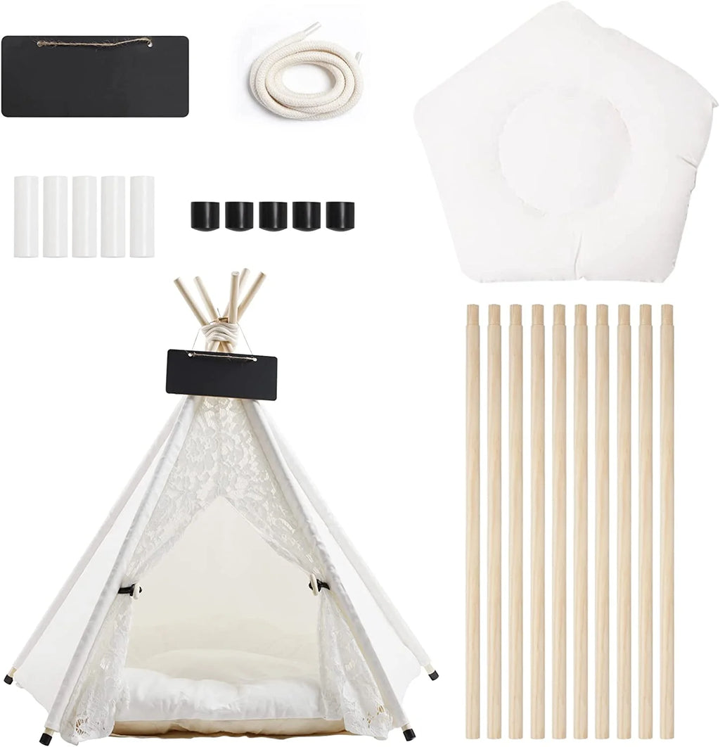Pet Teepee Tent with Luxury Cushion, L, Washable T162