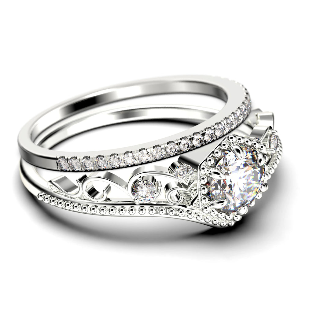 Antique Art Deco 2.00 Carat Round Cut Diamond Moissanite Engagement Ring in 10k Solid White Gold F13662