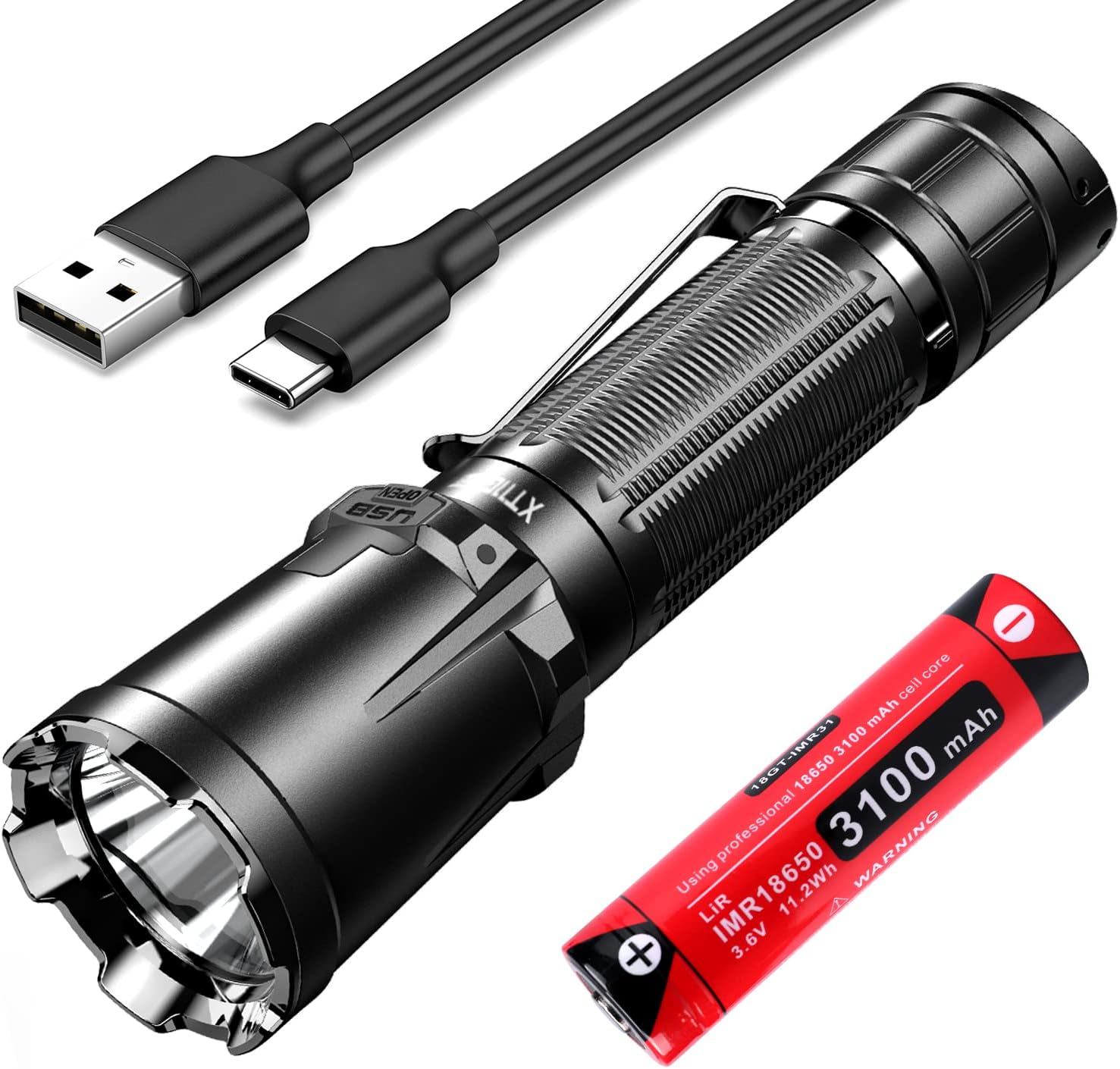 Tactical Flashlight, Dual Tail Switches, 3200 Lumens, 5000mAh 21700 Battery L535