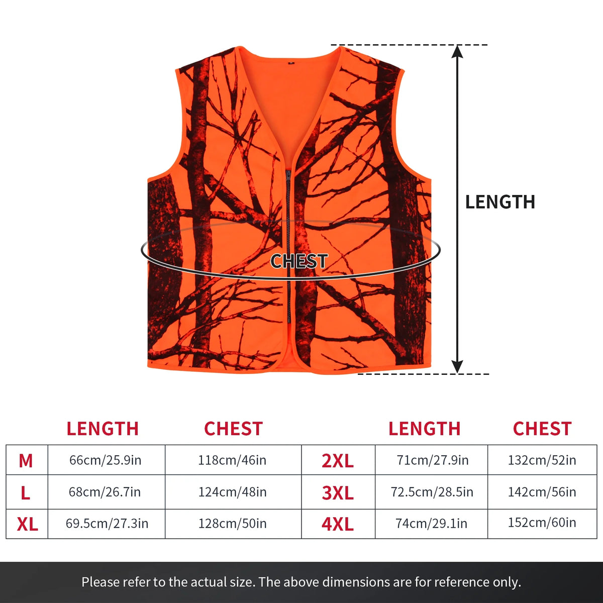 Orange Lightweight Hunting Vest with Zipper Closure (M) C75514