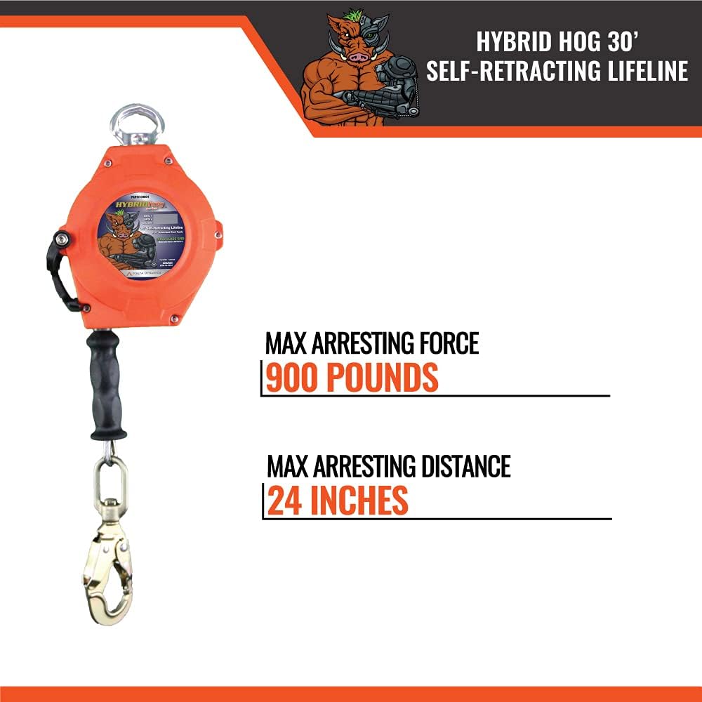 Self Retracting Lifeline 30' Fall Protection Retractable Safety Lanyard X477382