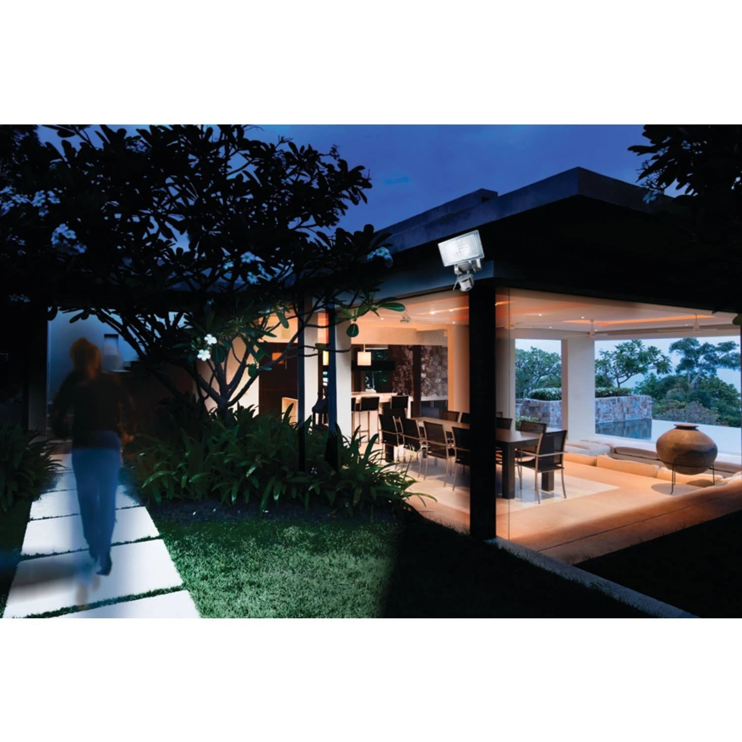 Silver Motion-Activated Solar LED Security Floodlight J1054