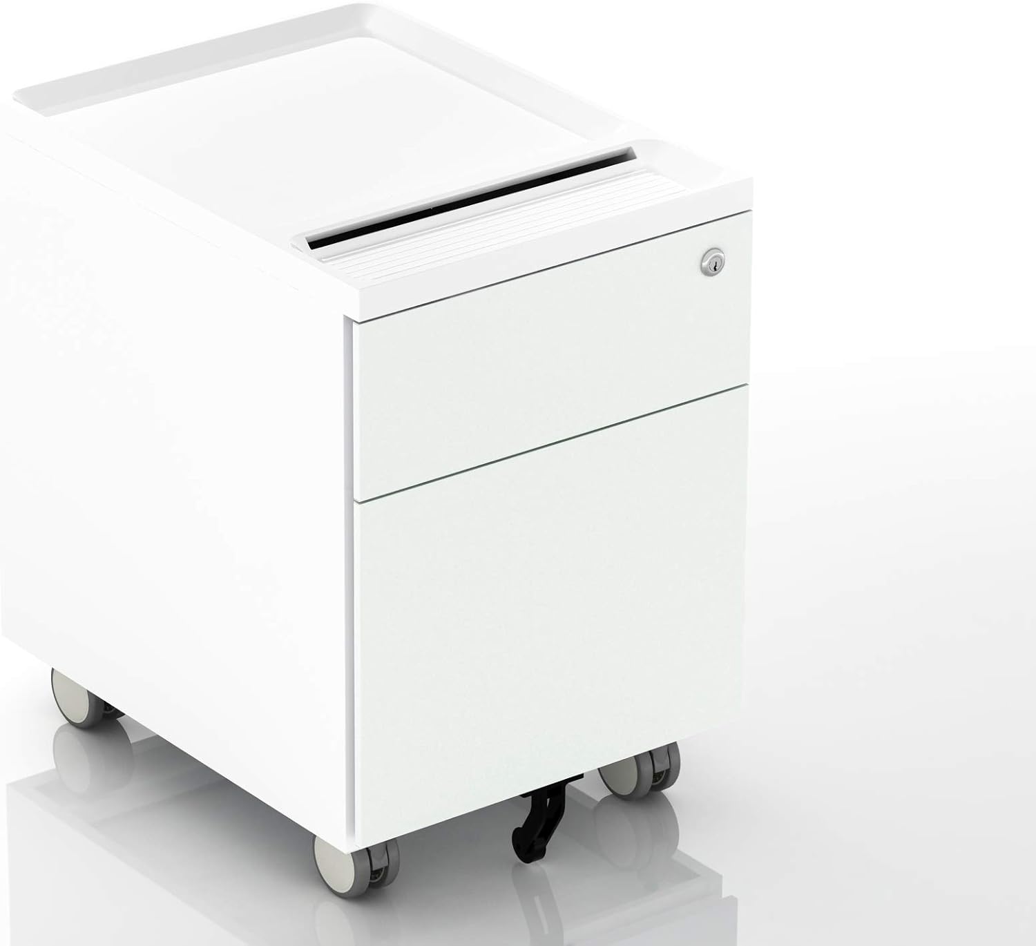 Light Green 2-Drawer Mobile Filing Cabinet with Lock and Casters U943