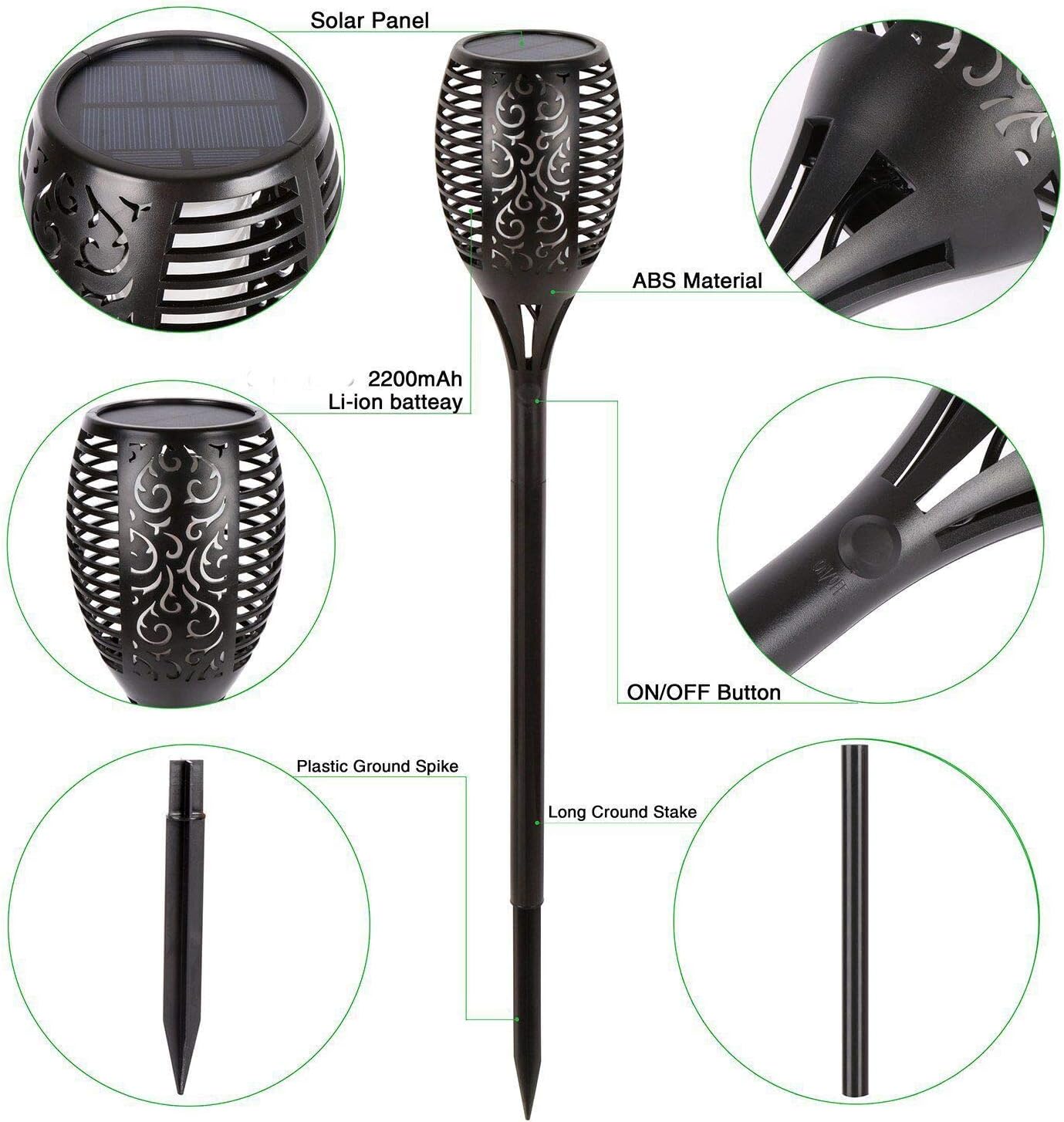 43 LED Solar Torch Lights (6 Pack) G68227