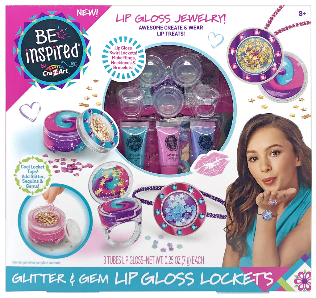 Glitter & Gem Lip Gloss Lockets Multicolor Craft Kit O84134