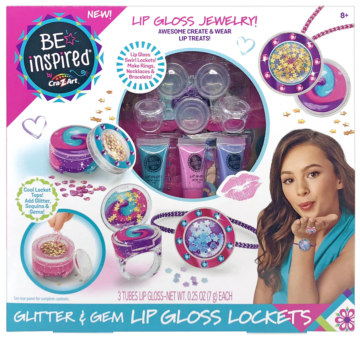 Glitter & Gem Lip Gloss Lockets Multicolor Craft Kit O84134