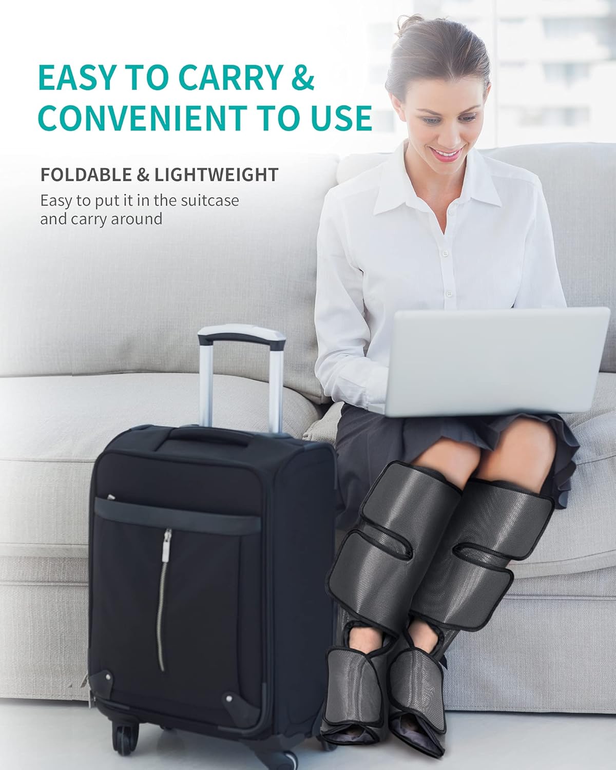 Leg Massager with Air Compression, Foot and Calf Massage Machine with Hand-held Controller 2 Modes 3 Intensities, Adjustable Leg Wraps Z804563