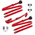 Red Retractable Bench Seat Belt Kit with Bracketry - 3 Belts F143558