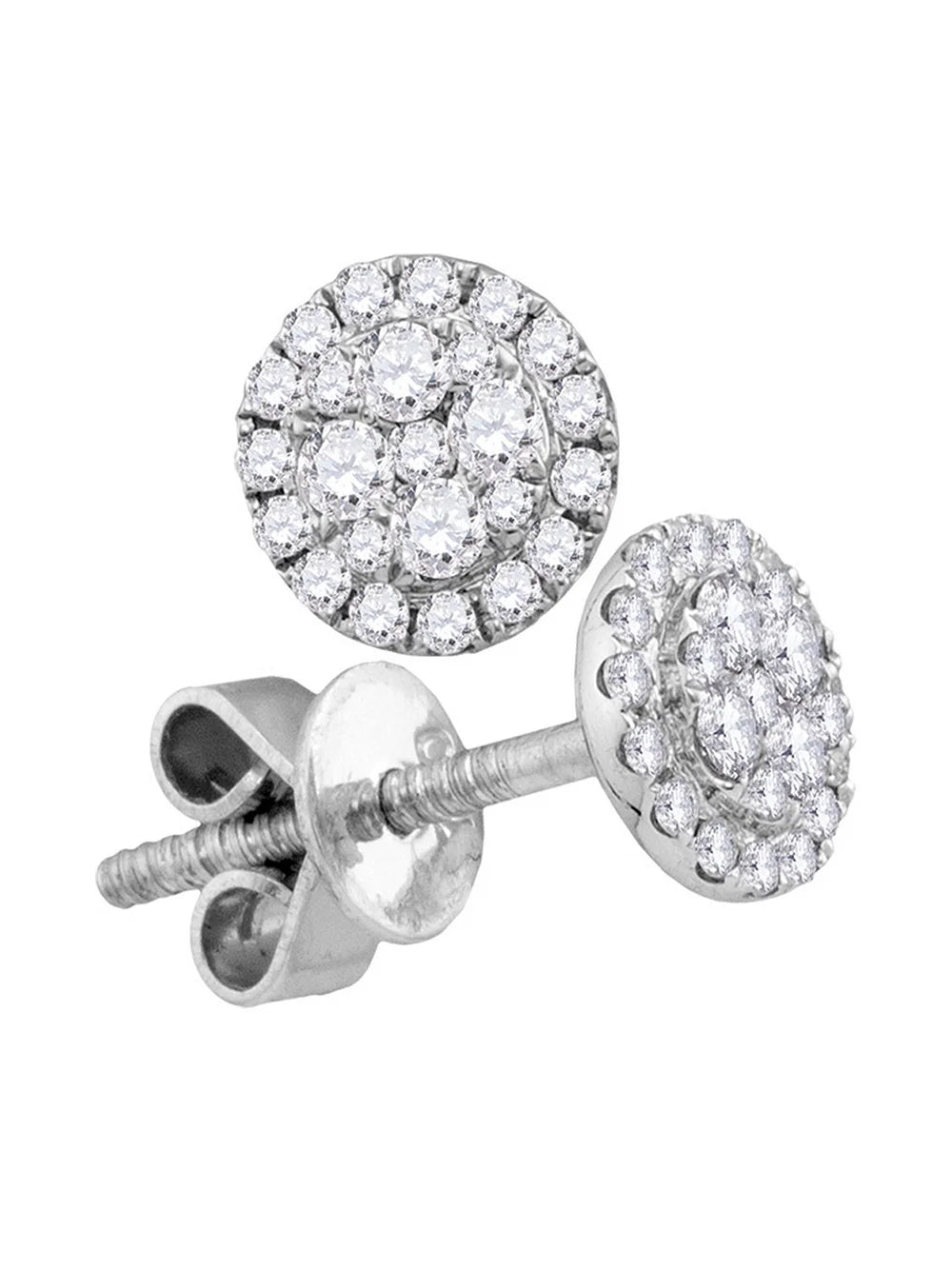 18kt White Gold Round Diamond Convertible Dangle Earrings 3/4 Cttw A17790
