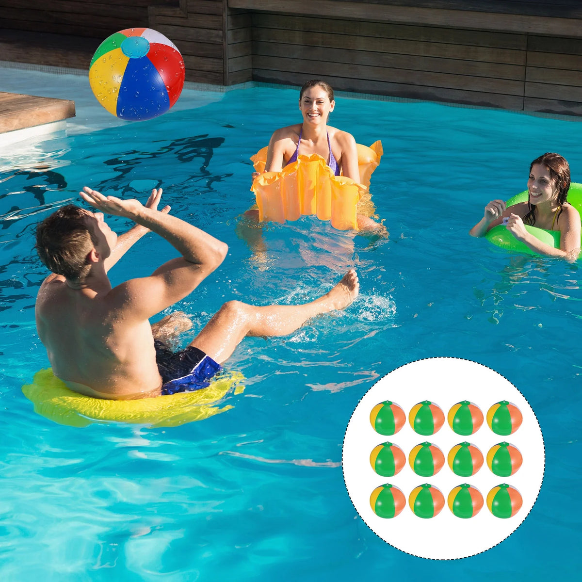 12 Pcs Inflatable Beach Balls Pool Toys R1936
