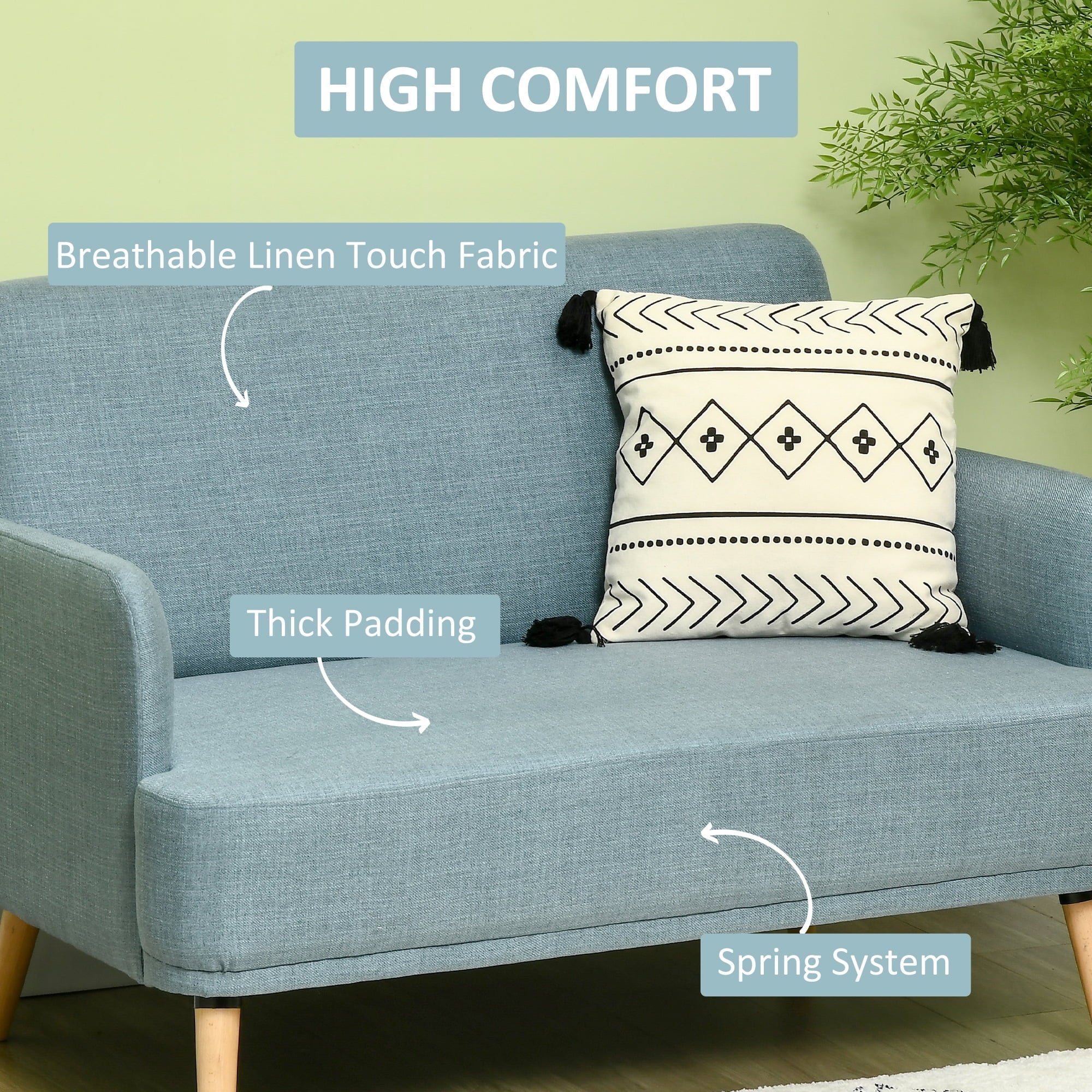Blue Upholstered Loveseat Sofa U339160