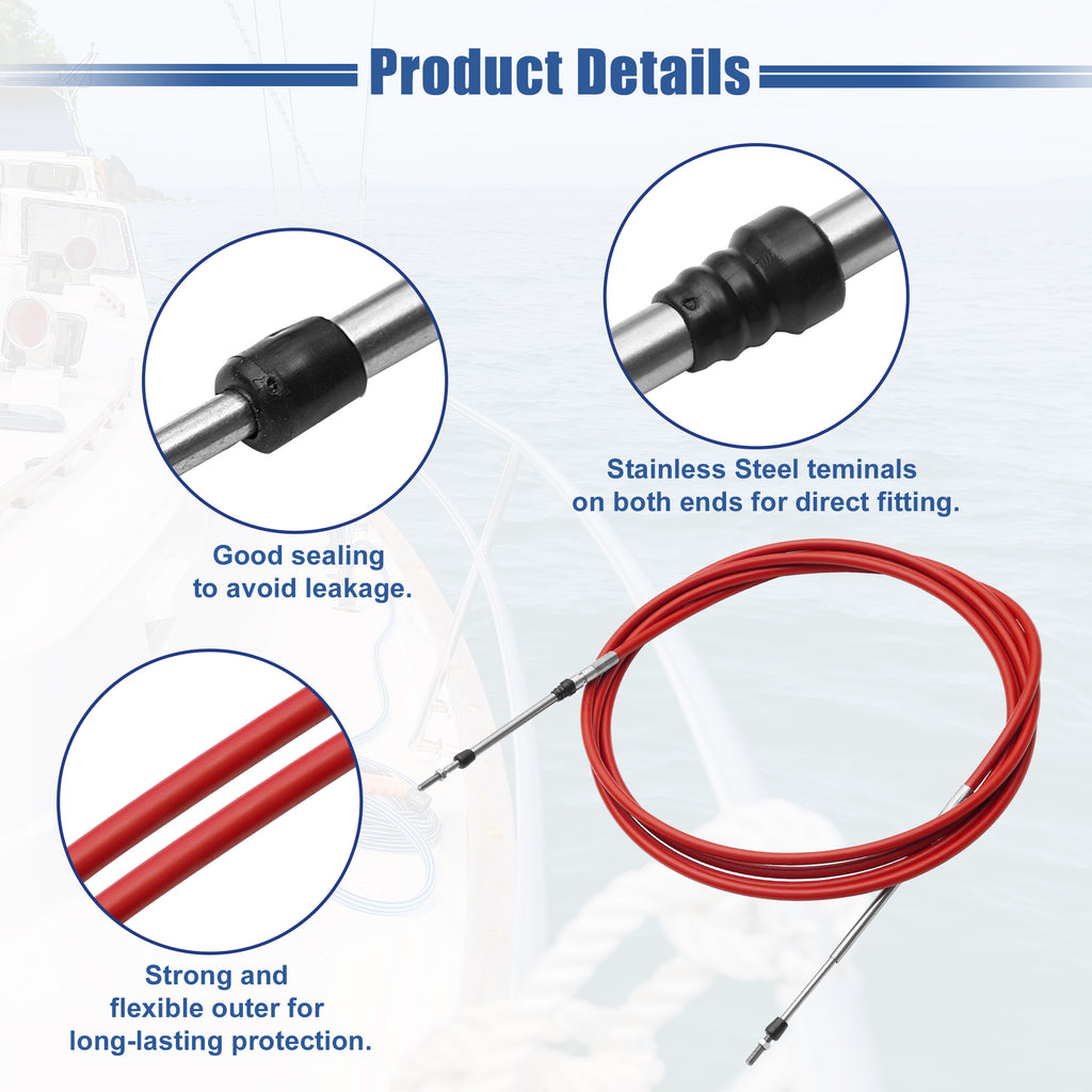 2pcs 15ft Marine Throttle Shift Remote Control Box Cable for Outboard Engine Boat Red Y432948