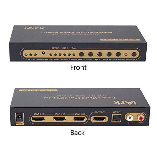3 Port HDMI Switch with Optical Toslink SPDIF and RCA L R Audio Out W8265