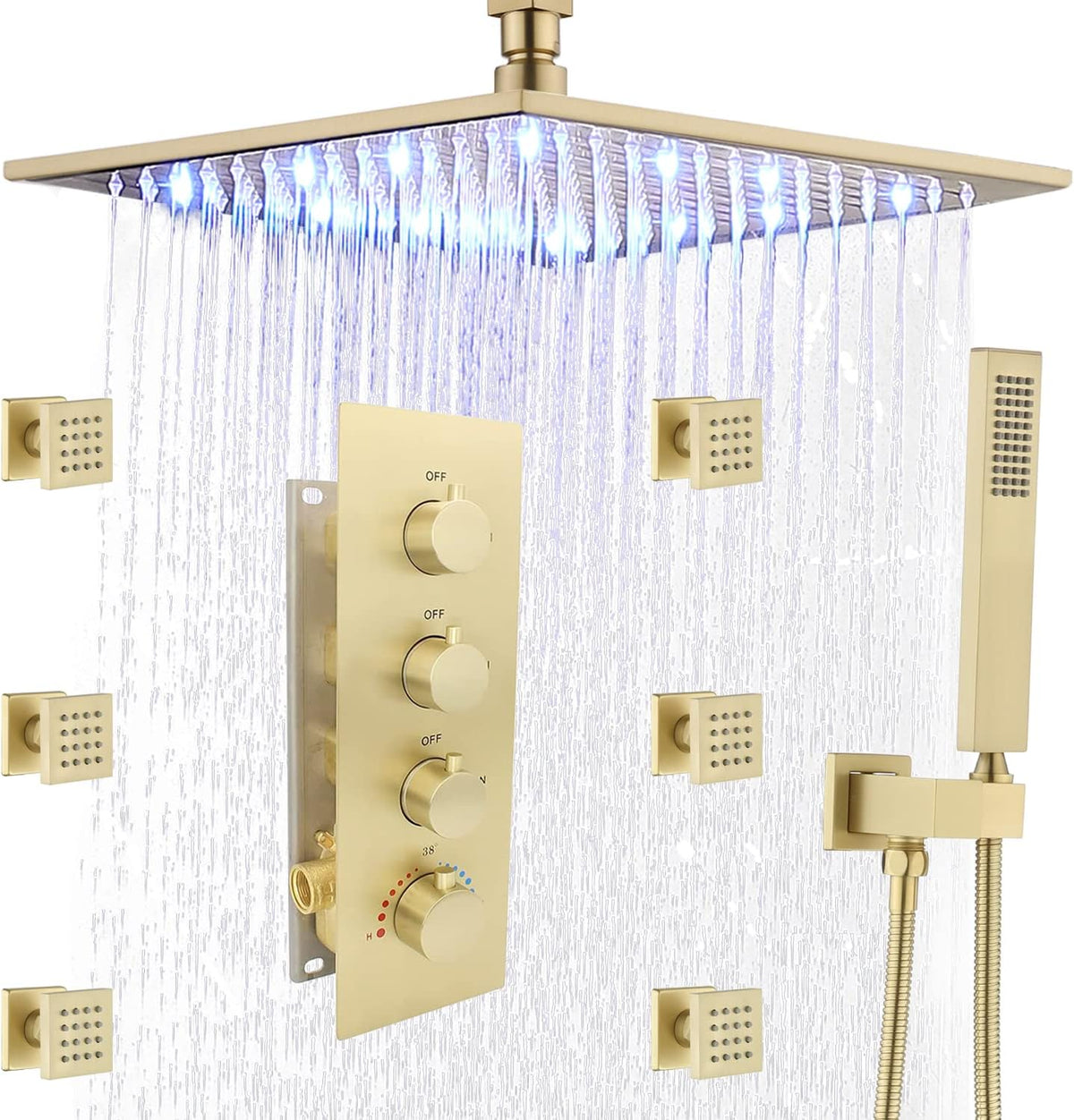 Brushed Nickel 12 Inch Wall Mounted Shower Faucet Set A8381