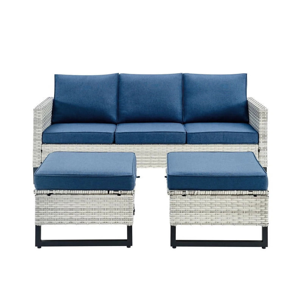 Navy 6 Piece Outdoor Sectional Sofa Set with Cushions Z6803