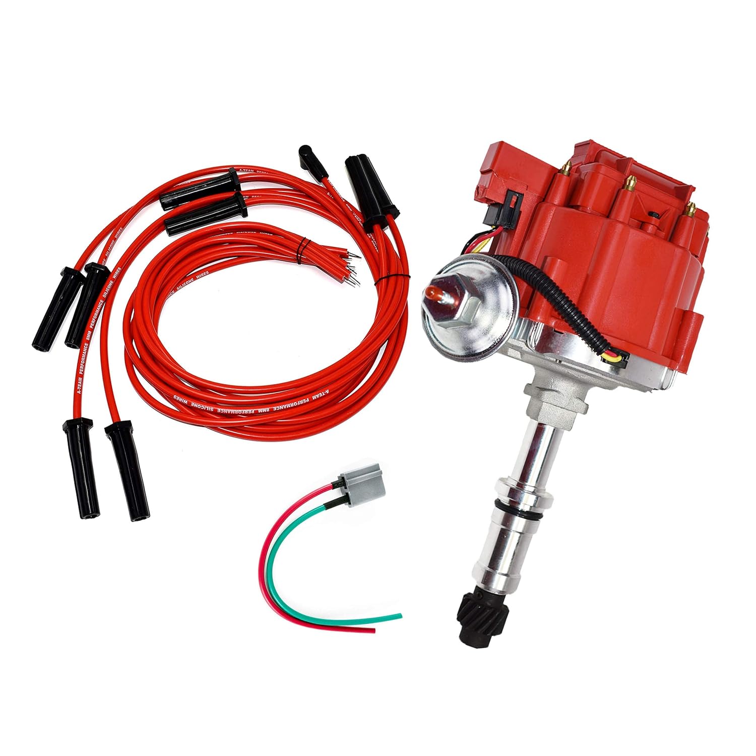 HEI Distributor, 8.0mm Spark Plug Wires, and Battery-Pigtail Harness Kit W71411