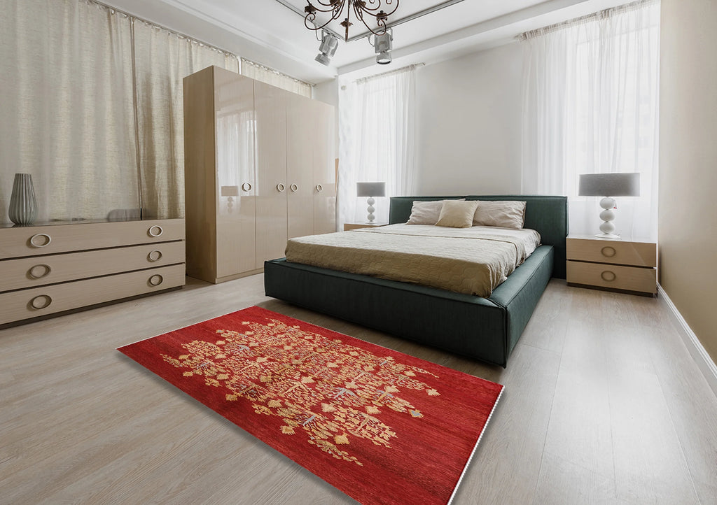 Red Oriental Rectangle Area Rug M5072