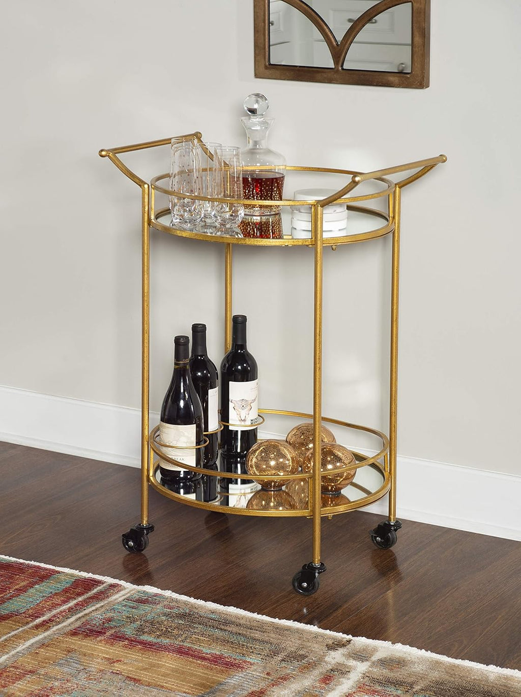 Gold Round Bar Cart V45047