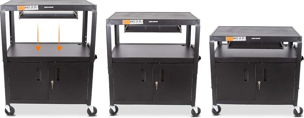 Black Extra Wide AV Cart with Locking Cabinet E277692
