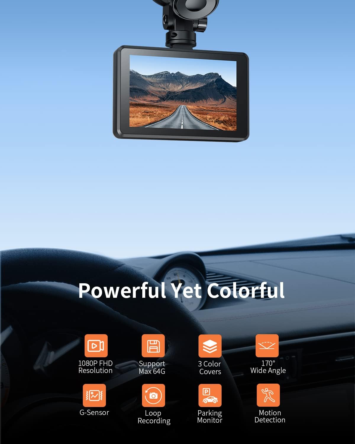 1080P Full HD Dash Cam with 170° Wide Angle, Pack of 2 P35426