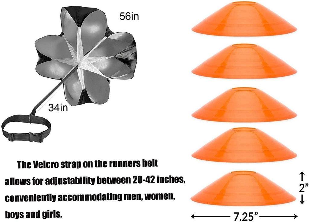 Speed Agility Training Kit with Agility Ladder, 5 Cones, Resistance Parachute, 4 Metal Stakes & Carrying Bag E38022