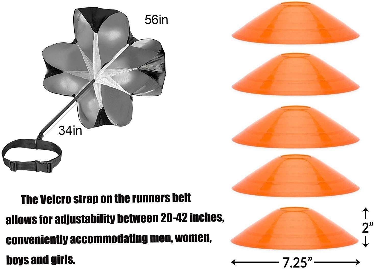 Speed Agility Training Kit with Agility Ladder, 5 Cones, Resistance Parachute, 4 Metal Stakes & Carrying Bag E38022