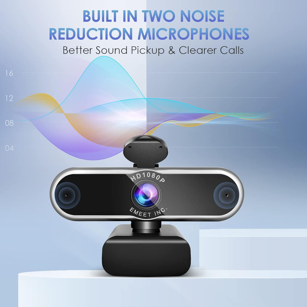 1080P Auto Focus Webcam with Microphone, Privacy Cover, 96° Ultra Wide Angle, Pack of 2 H37627