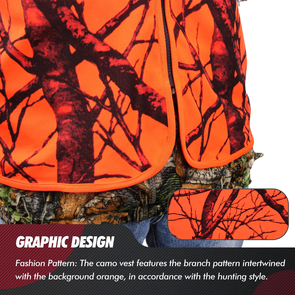 Orange Lightweight Hunting Vest with Zipper Closure (M) C75514