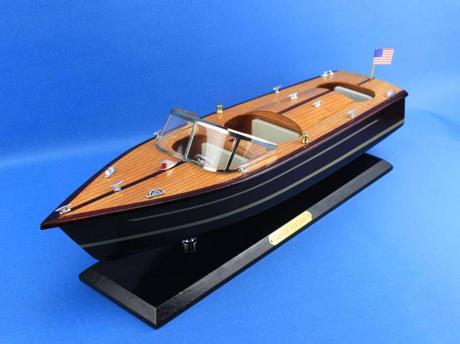 Wooden Chris Craft Triple Cockpit Model Speedboat 20x22 E368