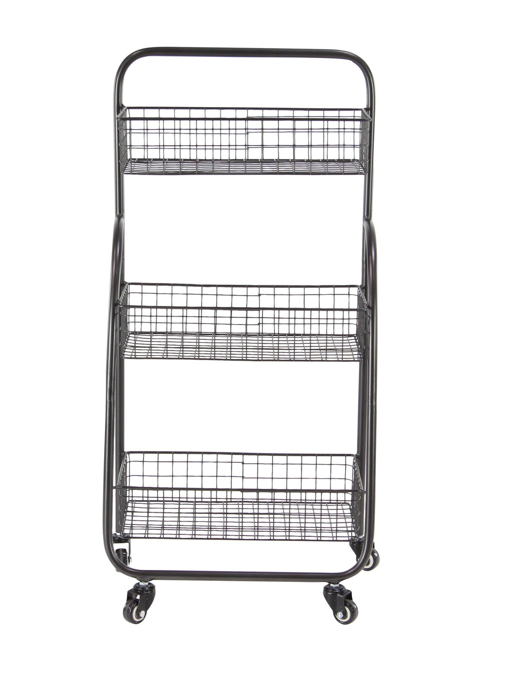 Black 3-Tiered Iron Storage Cart with Caster Wheels C997