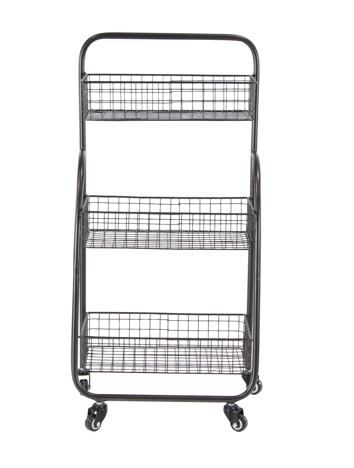 Black 3-Tiered Iron Storage Cart with Caster Wheels C997