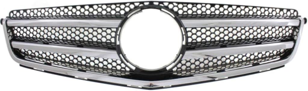 Chrome Shell Grille Assembly with Painted Black Insert for Mercedes-Benz C300 C350 2008-2011 AMG Styling Package Plastic Q110890
