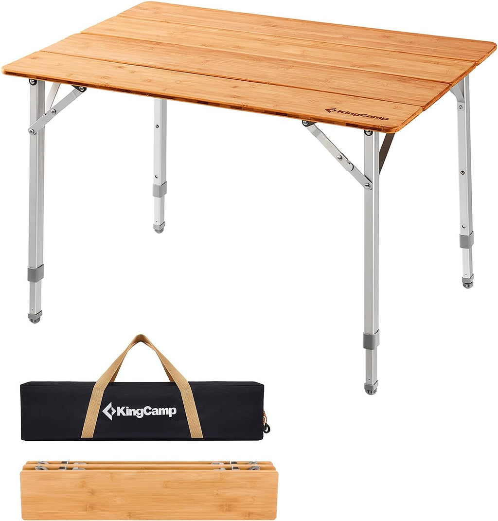 Bamboo Folding Table with Adjustable Height Aluminum Legs P47706