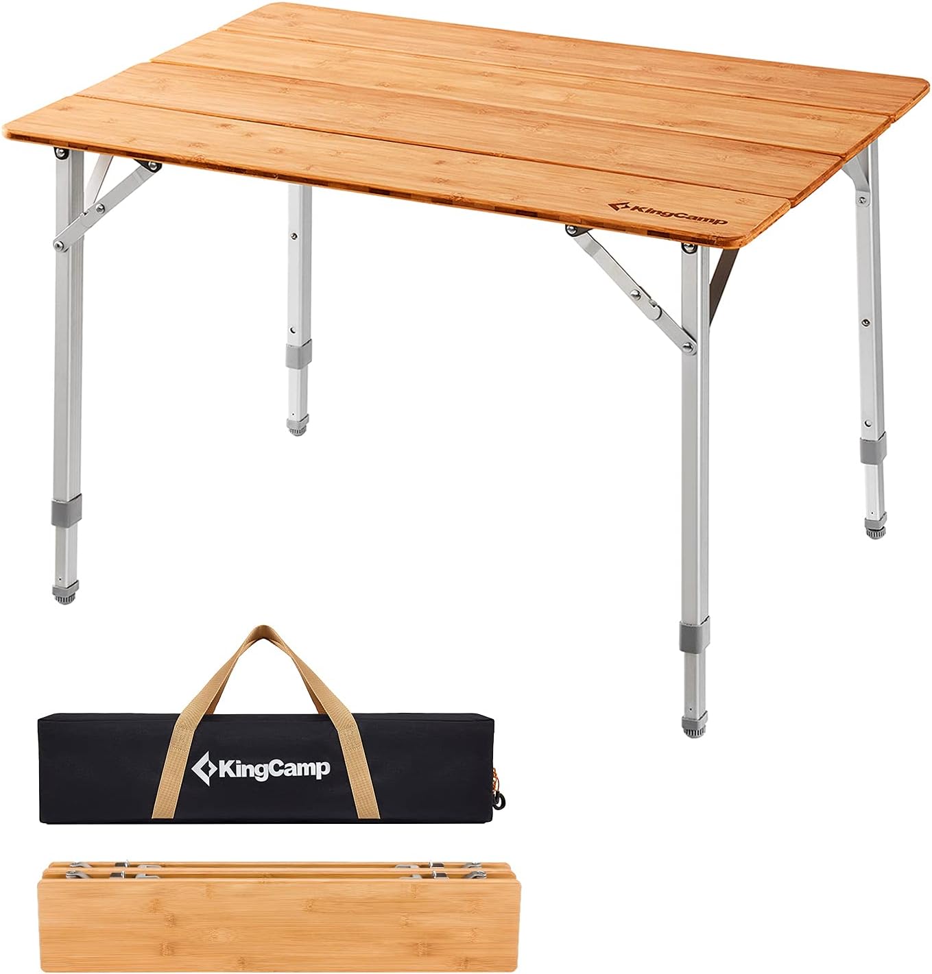 Bamboo Folding Table with Adjustable Height Aluminum Legs P47706