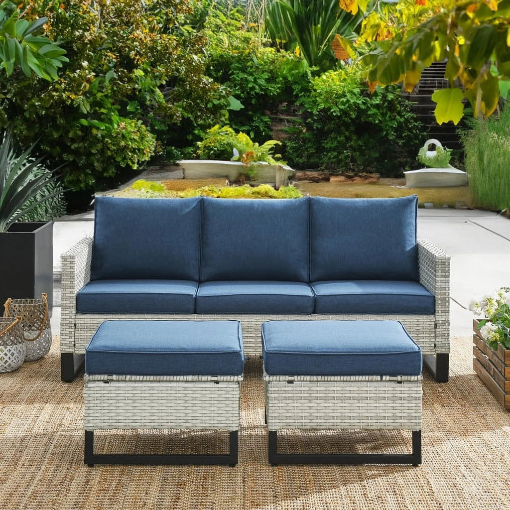 Navy 6 Piece Outdoor Sectional Sofa Set with Cushions Z6803