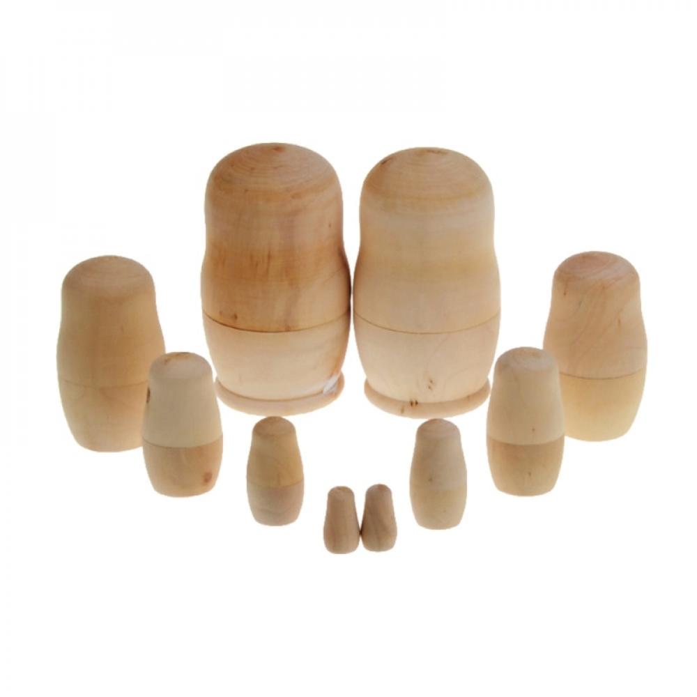 5pcs Unpainted Wooden Matryoshka Doll DIY Toy J1008