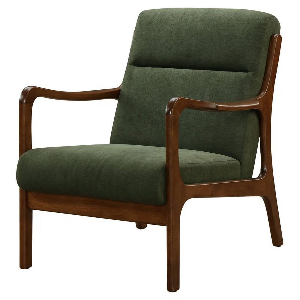Mid-Century Fabric Arm Chair in Studio Dark Green/Dark Walnut W556325