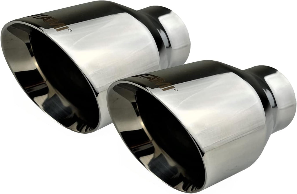 2.5" to 4" Stainless Steel Double Wall Chrome Polished Exhaust Tip 2-Pack P379214
