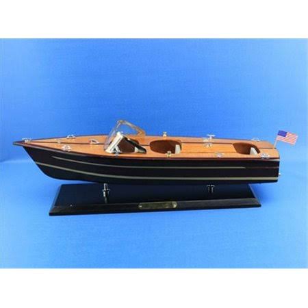 Wooden Chris Craft Triple Cockpit Model Speedboat 20x22 E368