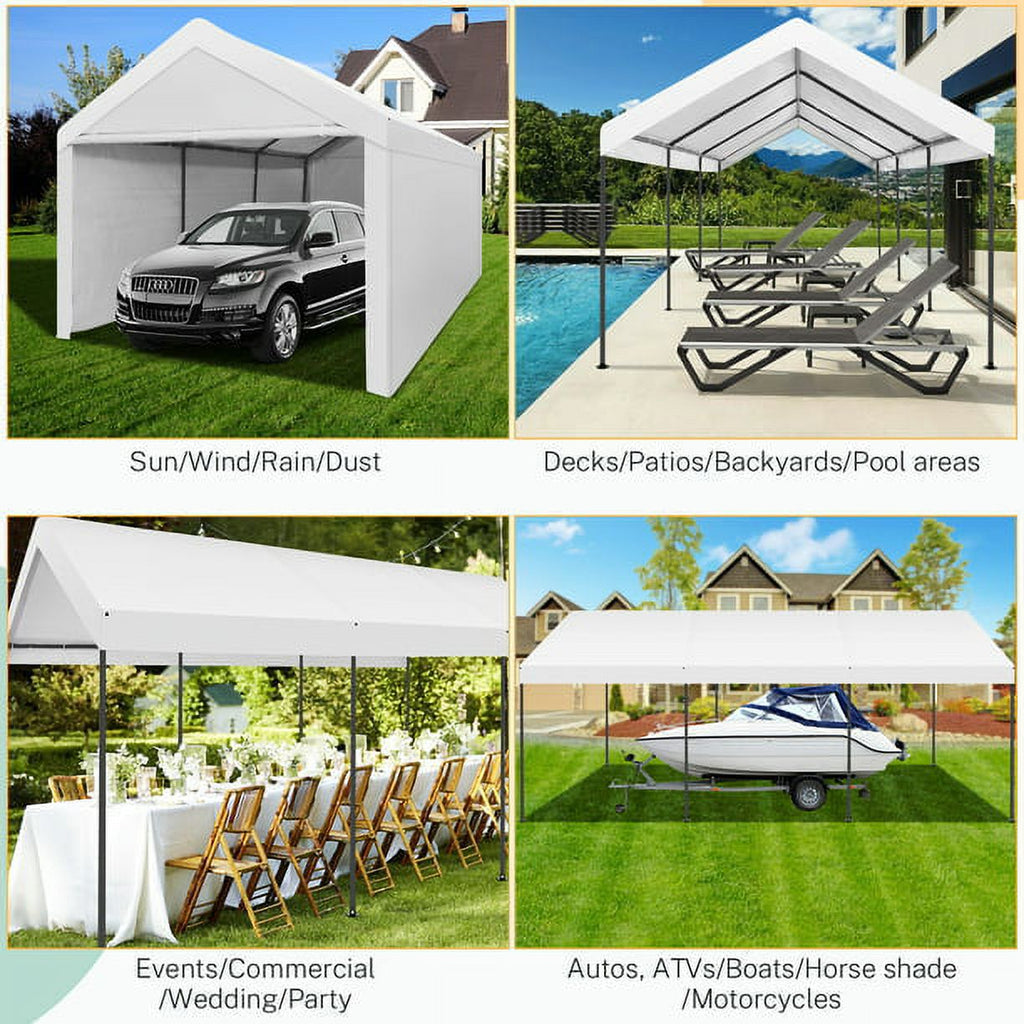 10x20ft Heavy Duty Double-Layer Waterproof Steel Frame Carport Canopy B7311