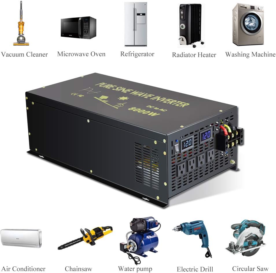 Pure Sine Wave Inverter 8000 Watt 24V DC to 120V AC E6577