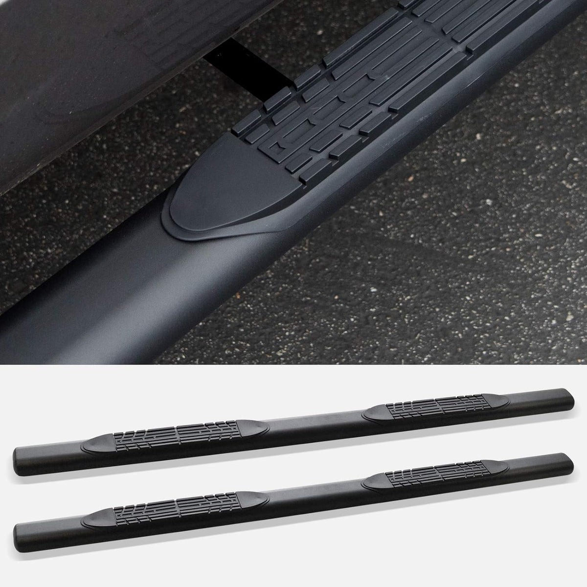 4 Oval Side Step Nerf Bars Matte Black M835