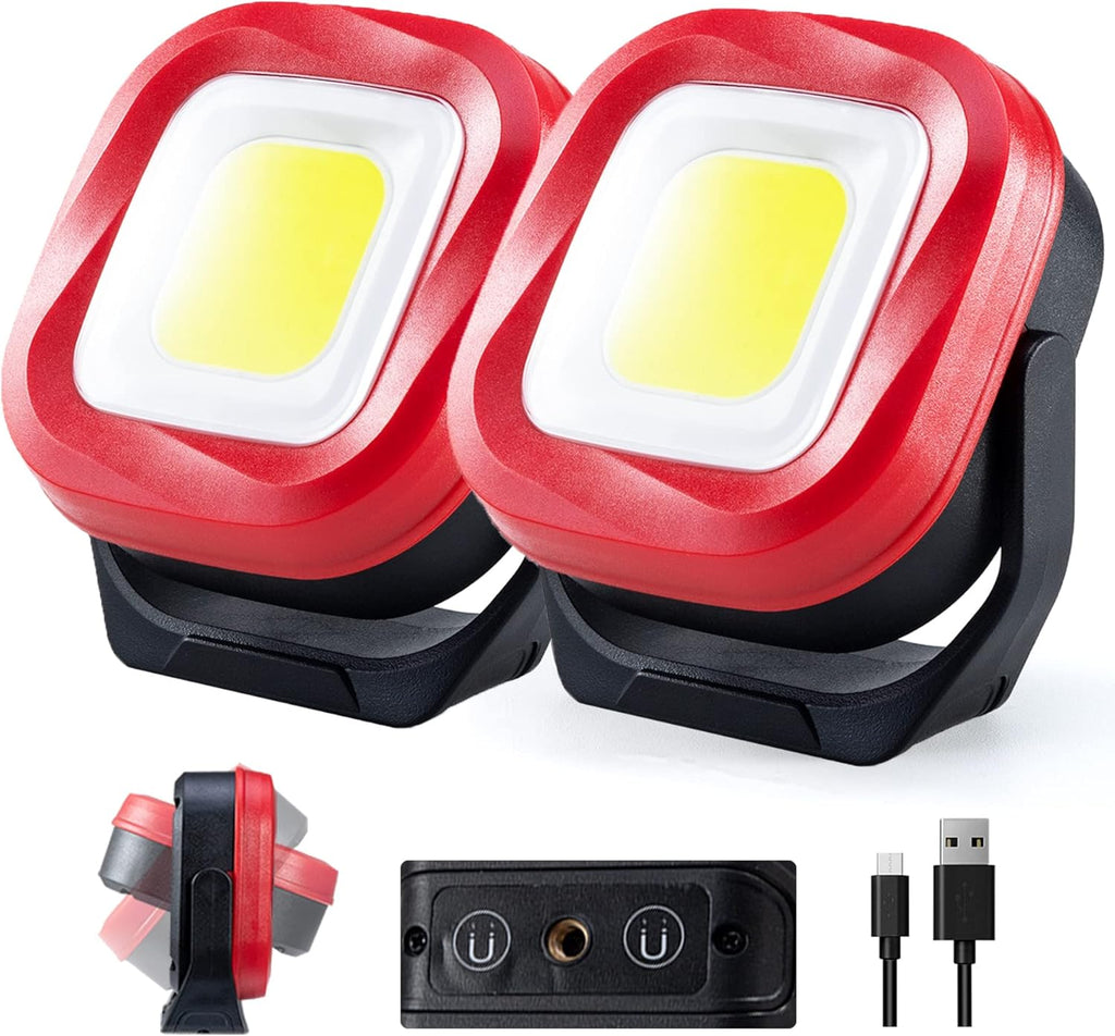Magnetic Work Light, 42 LEDs 1000 Lumens Rechargeable Portable Flashlight (2 PCS) I46739