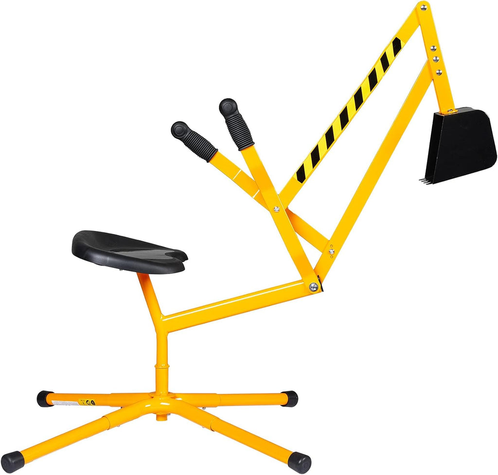 Ride On Excavator Sand Crane with 360° Rotation Seat, Steel Outdoor Play Toy (Yellow) O874531