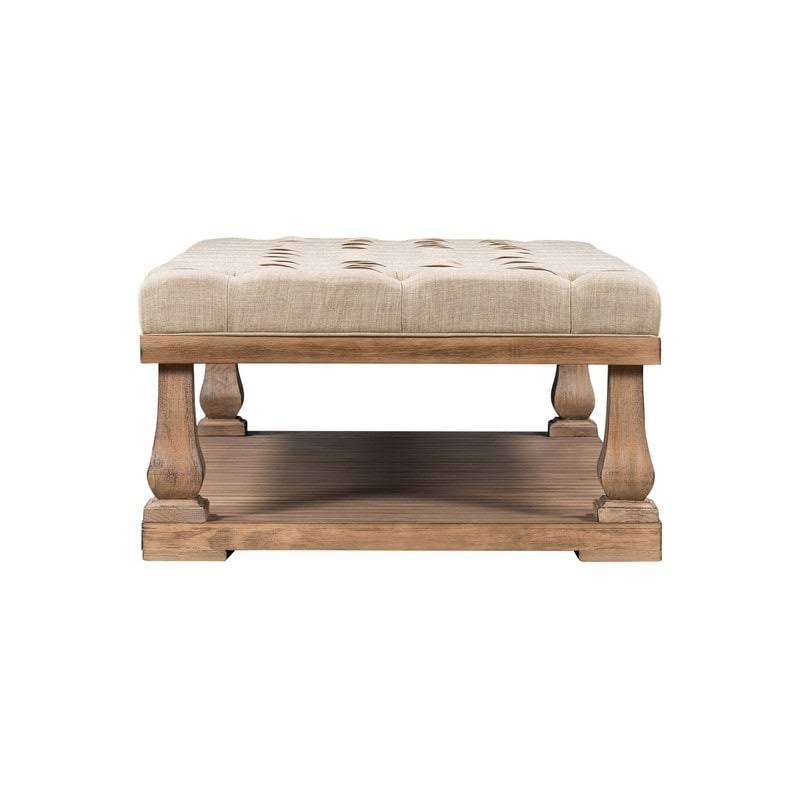 Beige Coffee Table with Wood Shelf and Padded Seat Bench G835167