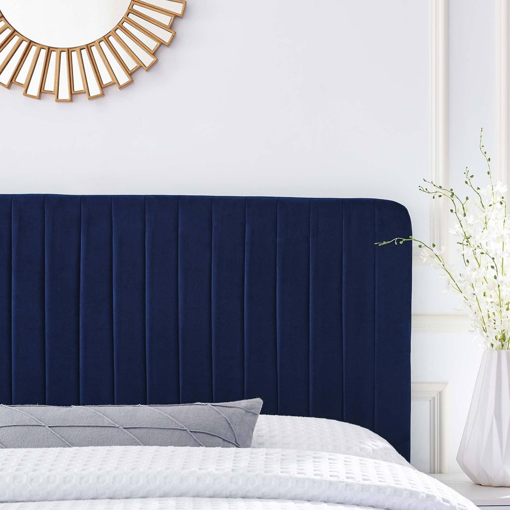 Navy Performance Velvet King/California King Headboard I3034