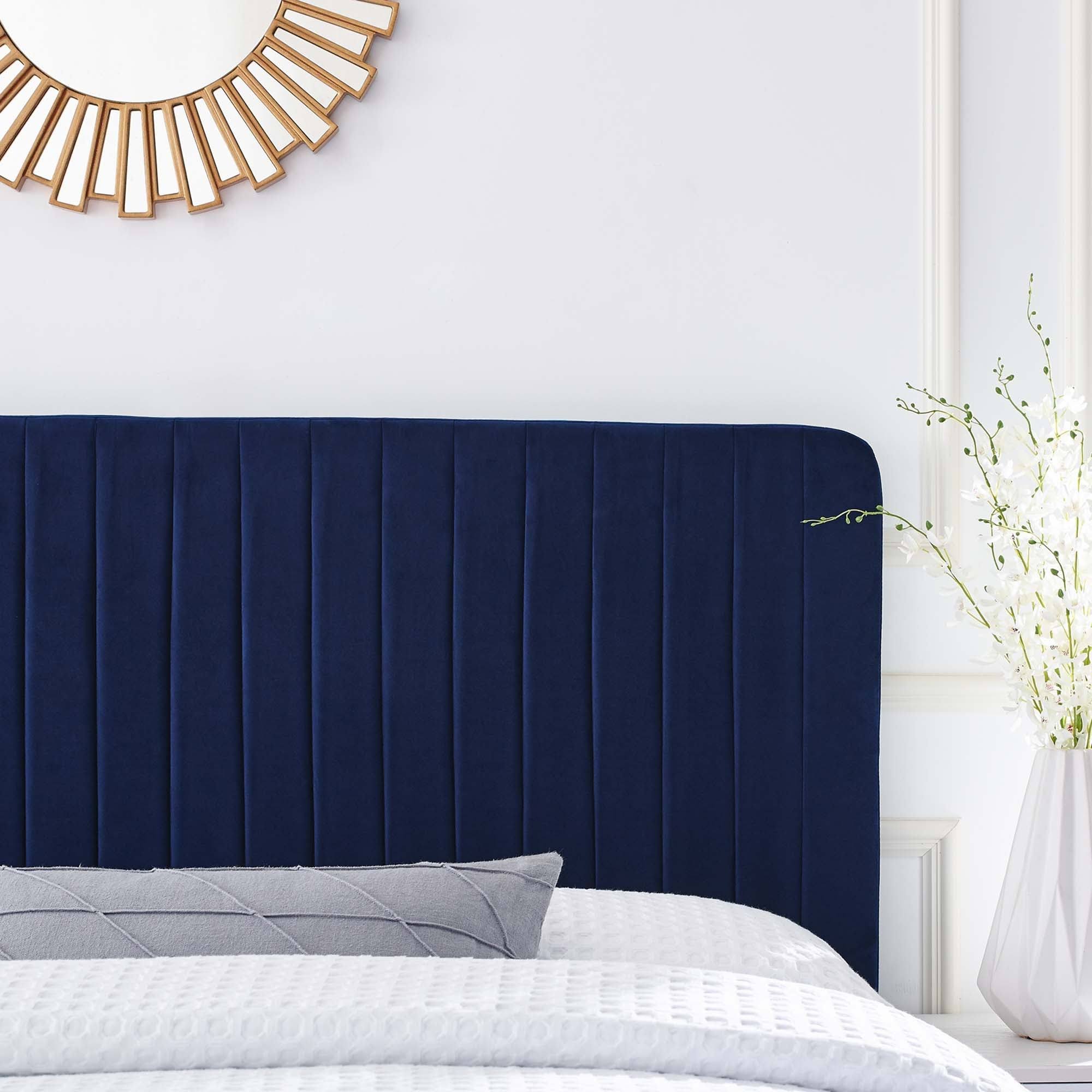 Navy Performance Velvet King/California King Headboard I3034