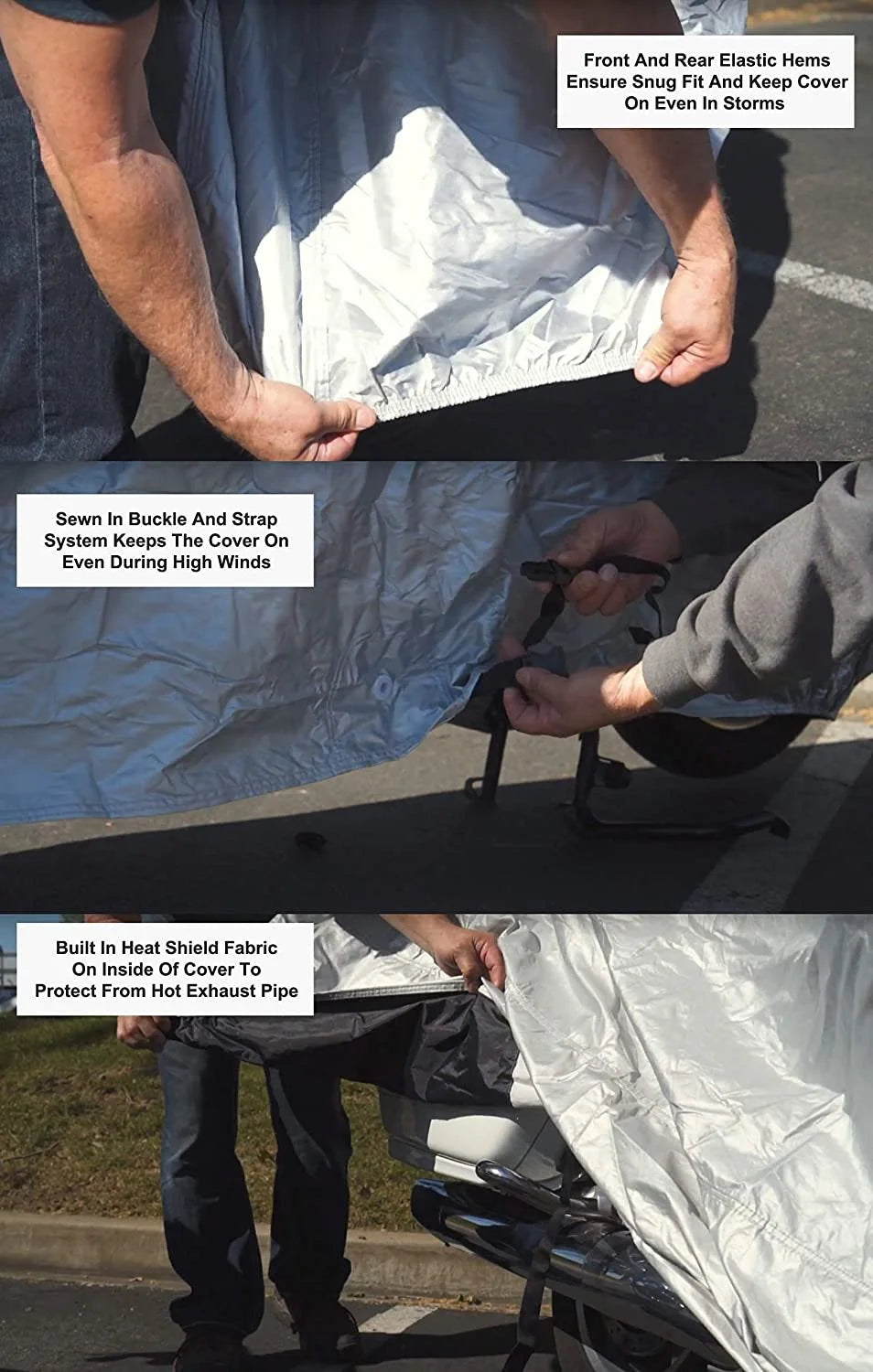 Motorcycle Cover with Reinforced Securing Straps and Storage Bag E86420