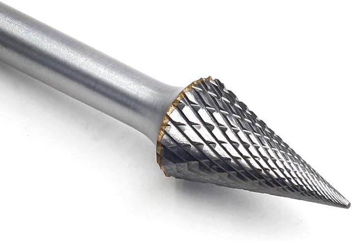 Tungsten Carbide Double Cut Rotary Burrs Pointed Cone Shape, 1/2'' Cutter Dia, 1'' Cutter Length, 1/4'' Shank, Pack of 2 G925